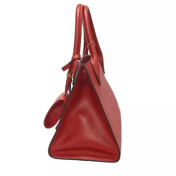 100% Authentic PRADA Monochrome Bag Red Saffiano Leather Handbag - Picture 4 of 14